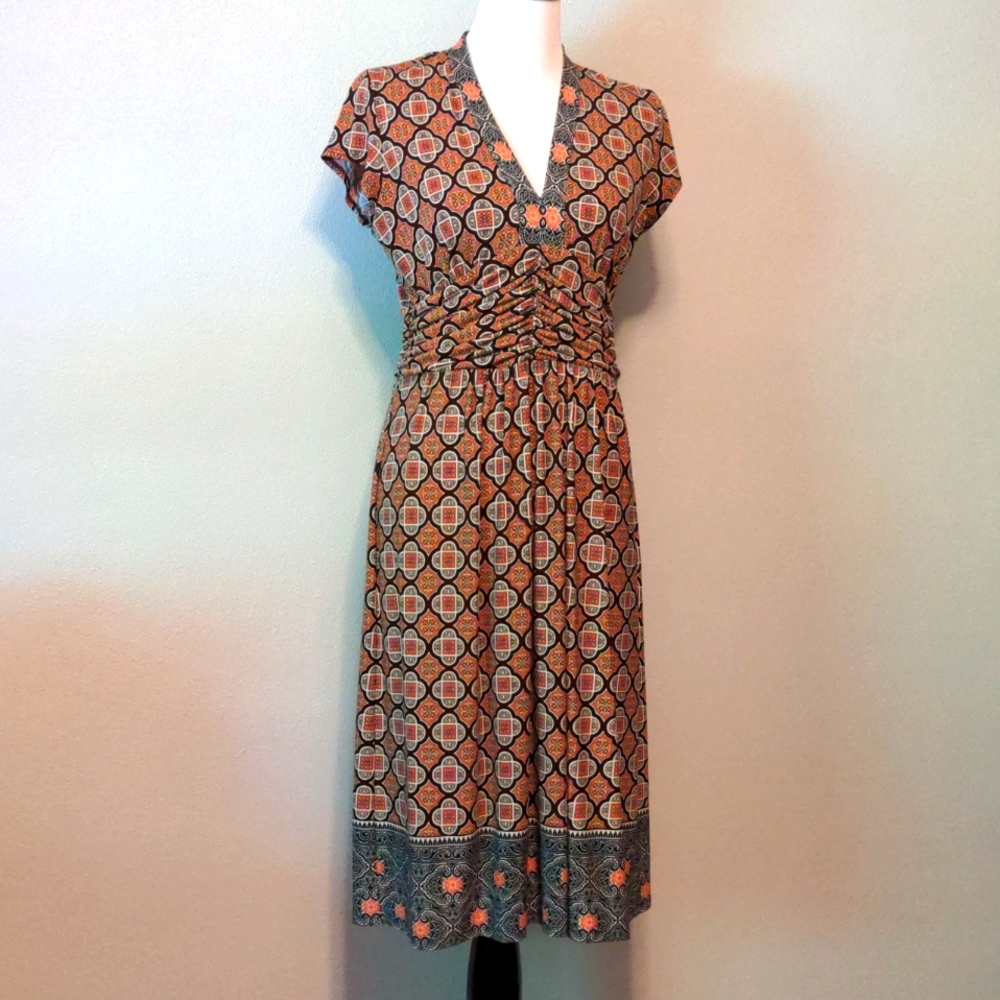 Scarlett Pullover V Neck Boho Print Dress 8